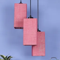 Devansh Pink Jute Triple Square Cluster Hanging Lamp image 3