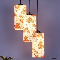 Devansh Multicolor Cotton Square Drum Cluster Hanging Lamp image 5