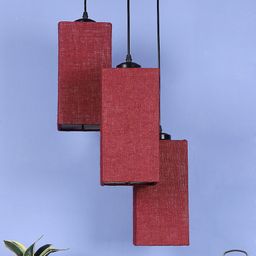Devansh Maroon Jute Square Cluster Hanging Lamp image 3
