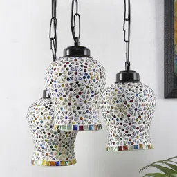 Devansh Multicolored Mosaic Glass Cluster Hanging Lamp image 4