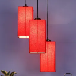 Devansh Red Cotton Square Cluster Hanging Lamp image 5