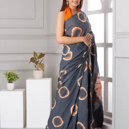 JALTHER Geometric Printed Pure Cotton Block Print Saree image 2