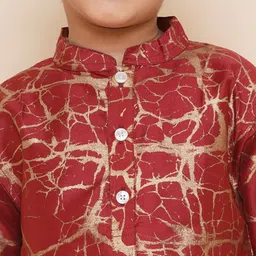 Sethukrishna Boys Mandarin Collar Abstract Printed Kurta with Dhoti Pants image 5