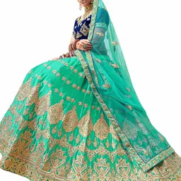 MANVAA Embroidered Semi-Stitched Lehenga & Unstitched Blouse With Dupatta image 5