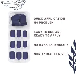 LICK 24 Pcs Matte Artificial Reusable Matte Nail Extensions with Application Kit - Blue image 2
