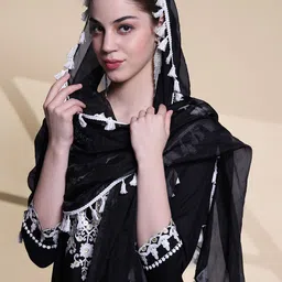 Anouk Floral Embroidered Regular Straight Kurta With Palazzos & Dupatta-picture-24