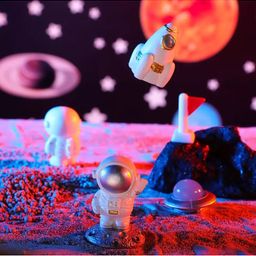 CHOCOZONE Set Of 7 White Astronaut Spaceship Miniature Space Crafts image 4