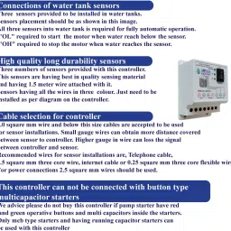 AQUAA SOLUTION Fully Automatic Water Level Controller & Indicator with 3 Unit SS Sensors 1.45m Wired Sensor Security System image 5