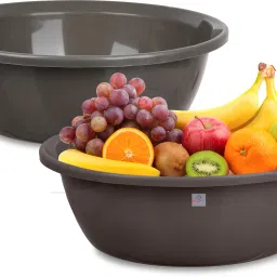 Plastic Multipurpose Storage Basket for office & Home|12 LTR|Pack of 2|Gray Storage Basket-image-23