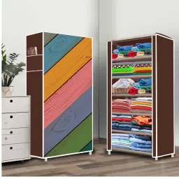 6 Shelf Foldable Collapsible Wardrobe Storage Organizer Almirah Cloth Rack PP Collapsible Wardrobe-16