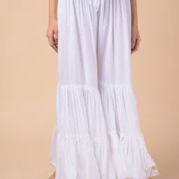 Women Regular Fit White Viscose Rayon Trousers-image-66