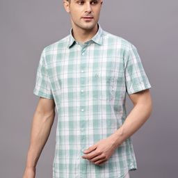 cantabil Men Regular Fit Checkered Spread Collar Casual Shirt-picture-1