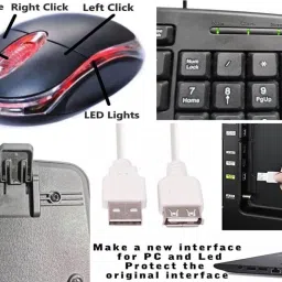 ANJO USB Keyboard-LED Mouse-Mouse Pad-2.0 USB Hub-Ext Cable 1.5m Combo Set image 3
