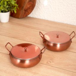 Copper Kadai with Lid – Pack of 2, For Indian Cooking & Catering Bowl Serving Set-picture-19