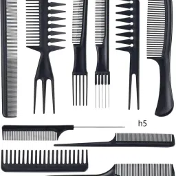 10-Piece Heat-Resistant Anti-Static Hair Styling Comb Set, Black, Unisex h5-image-81