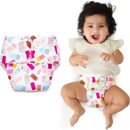 Basic Certified Soft Fleece Lined Pocket Cloth Diaper with 1 Wet-Free Insert (FreeSize Reusable & Adjustable Cloth Diaper,Fits from 5-17 kg, Icecream)-3