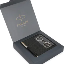 Jotter Standard Stainless Steel, Gold Trim With Parker Key Chain Pen Gift Set-22