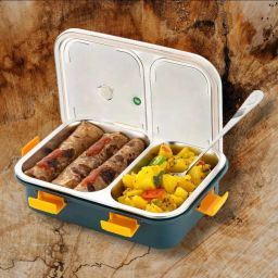 Stainless Steel 2 Compartment Green Lunchbox 750ml _ZZN58 2 Containers Lunch Box-image-36