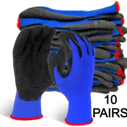 10 Pair Gloves Use Winter Construction Warehouse Gardening Assembly Landscaping Latex, Nylon, Rubber Safety Gloves-image-81