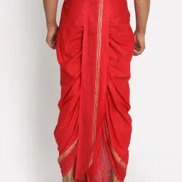 Nakshi Rayon Red Hand Block Print Dhoti Printed, Geometric Print Men Dhoti image 2