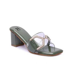 TWIN TOES Embellished Comfortable Open Toe Block Heels image 3
