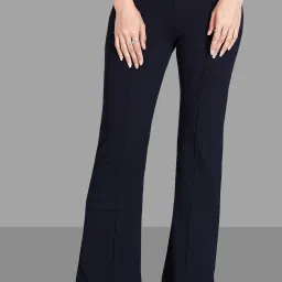 Women Regular Fit Black Lycra Blend Trousers-image-24