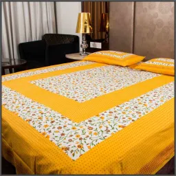 144 TC Cotton Double Jaipuri Prints Flat Bedsheet-image-3
