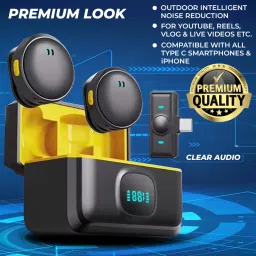 wrader Dual Wireless Mic with Charging Case for Video Recording Reels Vloging Instagram Microphone image 3