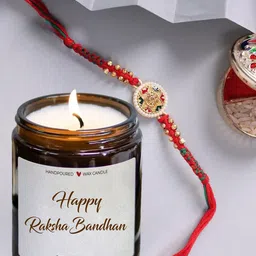 Aromatic Fables Beaded Rakhi with Lemongrass Scented Candle-image-15