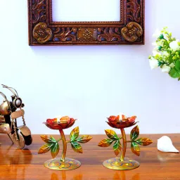 craft tree Handpainted set of 2 Red Iron Diya-picture-18