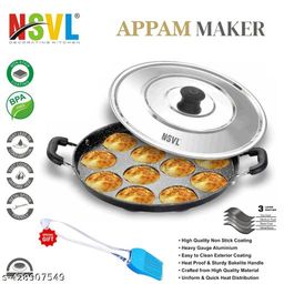 Nsvl Non Stick 12 Cavity Appam Patra Handle with Lid, Paniyarakkal | Paniyaram | Appam Pan With FREE Brush-image-59