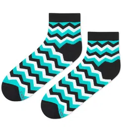 Dynamocks Green & Black Chevron Patterned Ankle Length Socks image 3