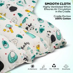 baybee 2 in 1 Cotton Baby Hanging Cradle with Mosquito Net & Spring for New Born Baby image 3