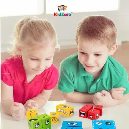 kidzoie Wooden Face Change Cube Puzzle Game|Expression Matching Blocks for Kids|Puzzle image 5