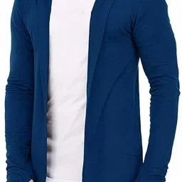 Men Kimono Style Full Sleeve Blue Shrug-image-17