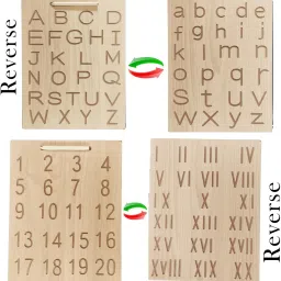 Wooden Combo 2-in-1 Reversible Alphabets & Number Laminated Slate Tracing Board-19