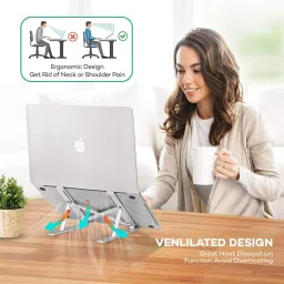 Bitline 6 Angles Adjustable Aluminum Alloy Adjustable Portable Foldable Ergonomic Tablet Compatible with 9-15.6 in Laptops 7 Angles Adjustable Anti Slip Rubber Pads Laptop Stand image 5