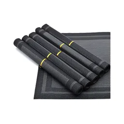 Kookee Black & Grey 6 Pieces Textured High Quality & Durable Table Placemats image 4