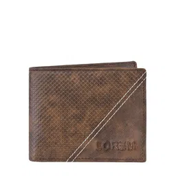 LOREM Men Brown Textured PU Two Fold Wallet image 2