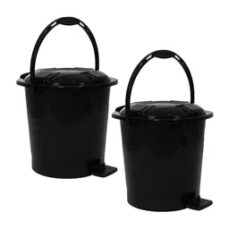 Kuber Industries Black  2 Pieces Durable Pedal Dustbin With Handle - 7 L Each image 3
