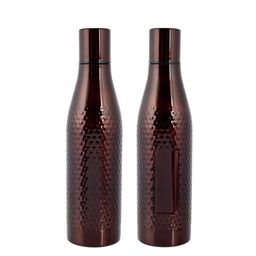 Kuber Industries Set Of 2 Maroon Hammered Textured Stainless Steel Water Bottles-37