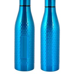 Kuber Industries Set Of 2 Blue Hammered Stainless Steel Water Bottles-image-60