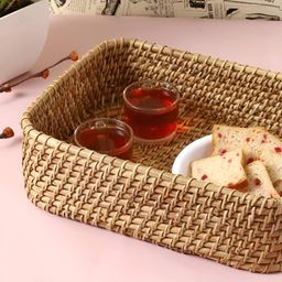 akway Beige Self Design Rectangular Wicker Basket Jute Multi-Utility Organisers image 2