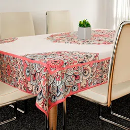 Kuber Industries Red & Cream 6 Seater Table Protector Cover image 4