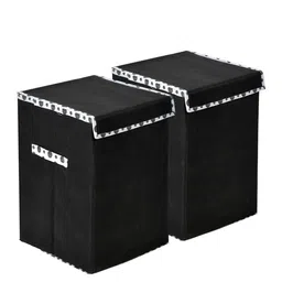 Kuber Industries Set Of 2 Black & White Printed Non Woven Foldable Laundry Baskets-62