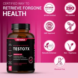 Nirvasa Set Of 2 Testo 7X Tablets With Tribulus - 60 Tablets Each image 3