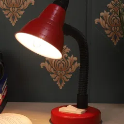 MFD HOME FURNISHING Red & Black Solid Traditional Table Lamp image 2