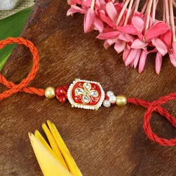 Asthetika Kundan Stone Studded Rakhi with Roli Chawal-image-1
