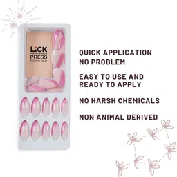 LICK 12 Pcs Pink French Tips Artificial Stick On Nails With Application Kit image 4
