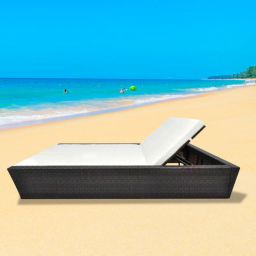 casacraft from pepperfry Grande Wicker Poolside Lounger in Dark Brown & White Colour-picture-20